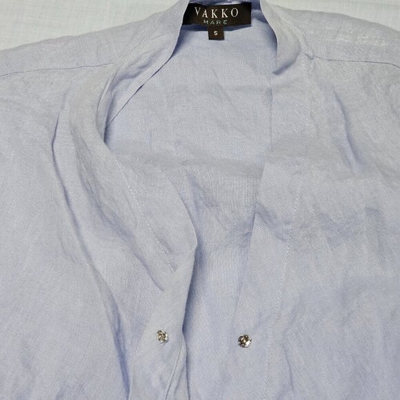 Vakko Mare Turkish Caftan Dress Women Size S Blue Linen - Picture 12 of 14